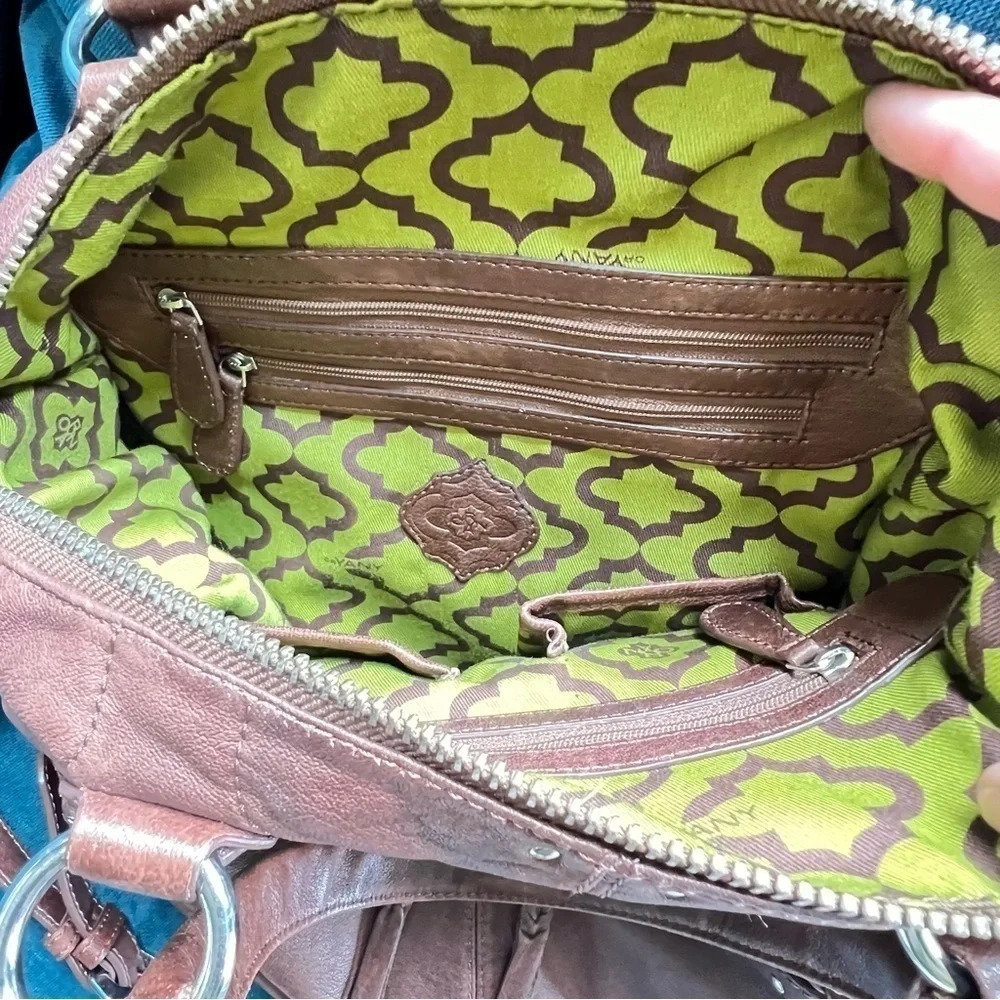 ORYANY STUDDED LEATHER SATCHEL CROSSBODY TOTE BAG EUC